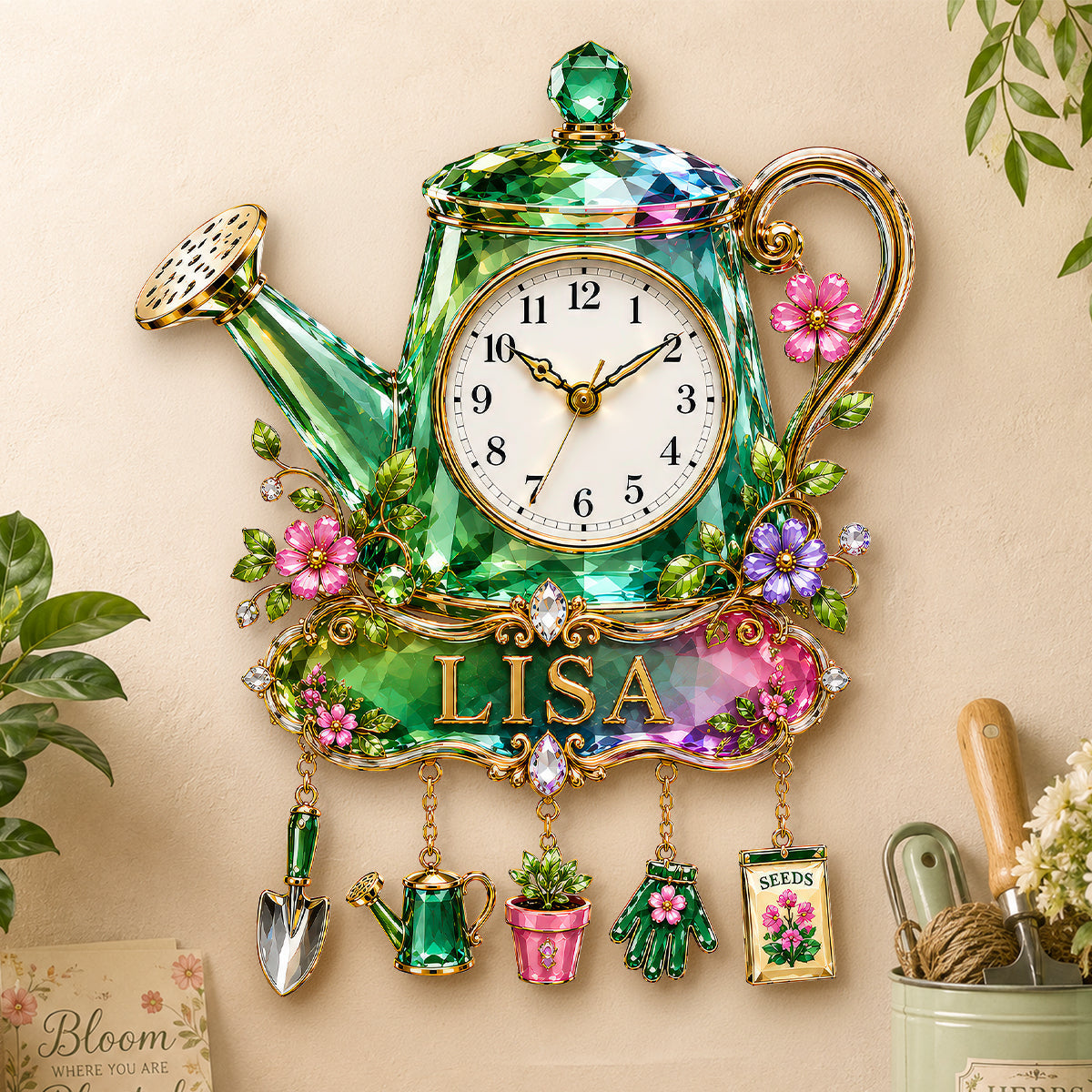Garden Bloom Acrylic Hanging Wall Clock - Personalized Gifts For Gardening Lovers 05nadh300726 - Hanging Wall Clock - GoDuckee