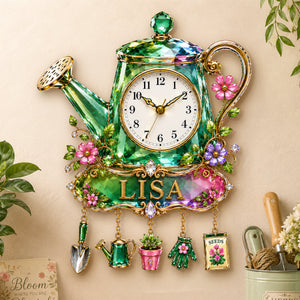 Garden Bloom Acrylic Hanging Wall Clock - Personalized Gifts For Gardening Lovers 05nadh300726