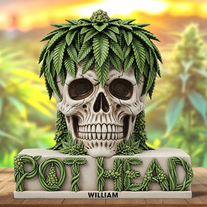 Pot Skull Head Acrylic Plaque Personalized Gifts For Smoker 05NAQN030625 - Shaped Plaques - GoDuckee