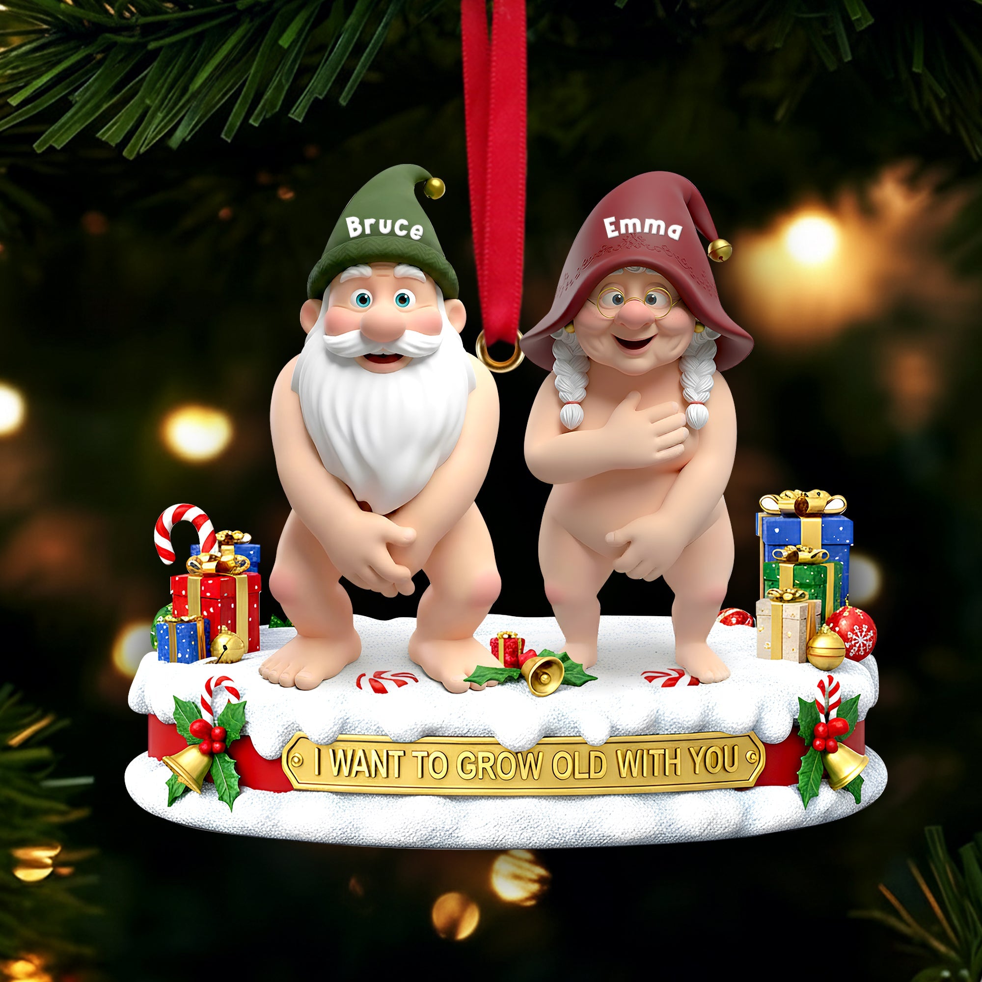 Mischievous Gnome Couple Acrylic Ornament - Personalized Gifts For Couples 08OHLU201125 - Ornament - GoDuckee