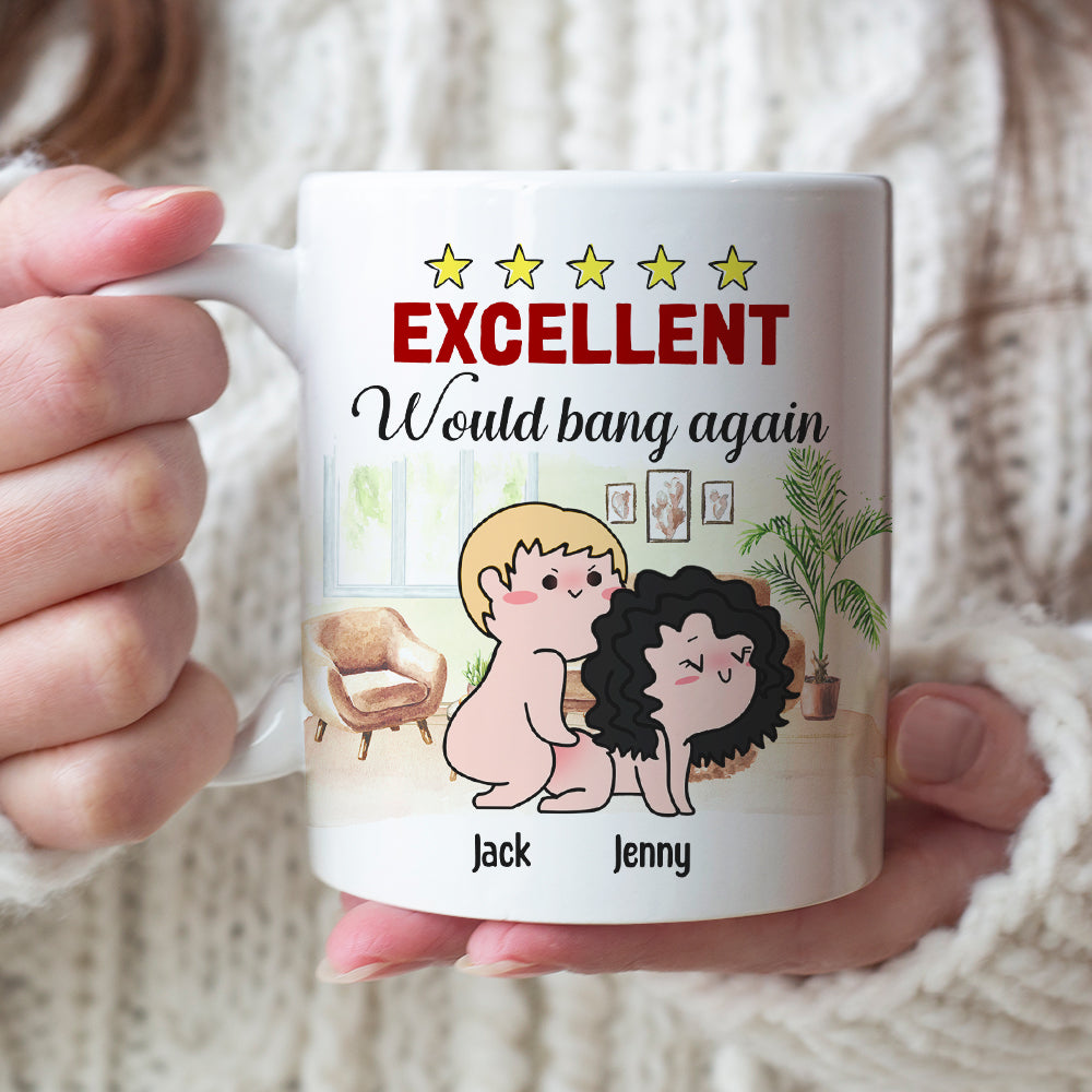 Excellent Would Bang Again - Personalized Couple Mug - Gift For Funny Couple - Coffee Mug - GoDuckee