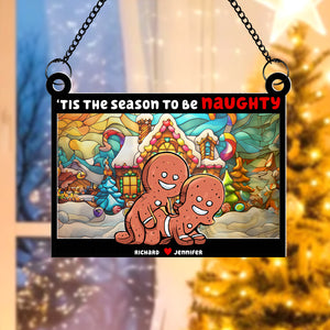 Personalized Gifts for Couple, Naughty Gingerbread Couple Acrylic Suncatcher 03TOQN080824 - Ornament - GoDuckee