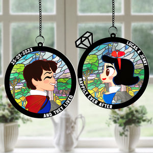 Personalized Christmas Gifts For Matching Couple Suncatcher Ornament 04natn270824 - Ornament - GoDuckee