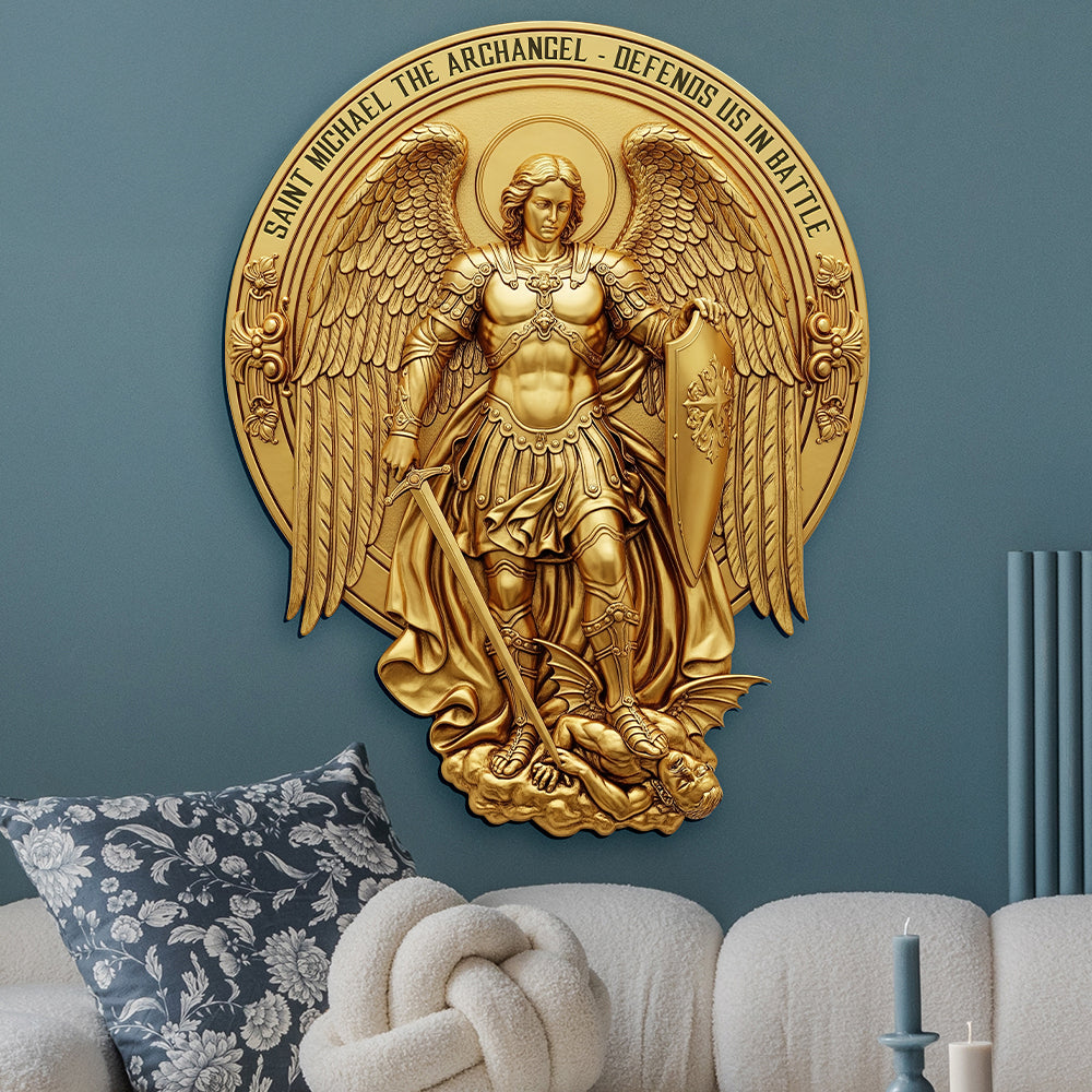 St. Michael The Archangel Metal Sign – Personalized Gifts for Catholic 01huqn300525 - Metal Signs - GoDuckee
