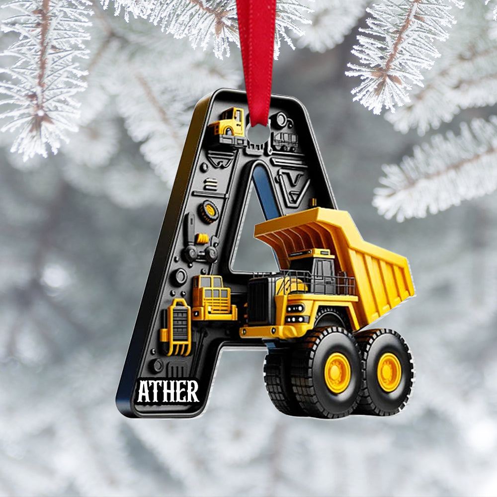 Custom Alphabet Letter Gifts For Construction Truck Lovers Christmas Ornament 03xqtn241024 - Ornament - GoDuckee