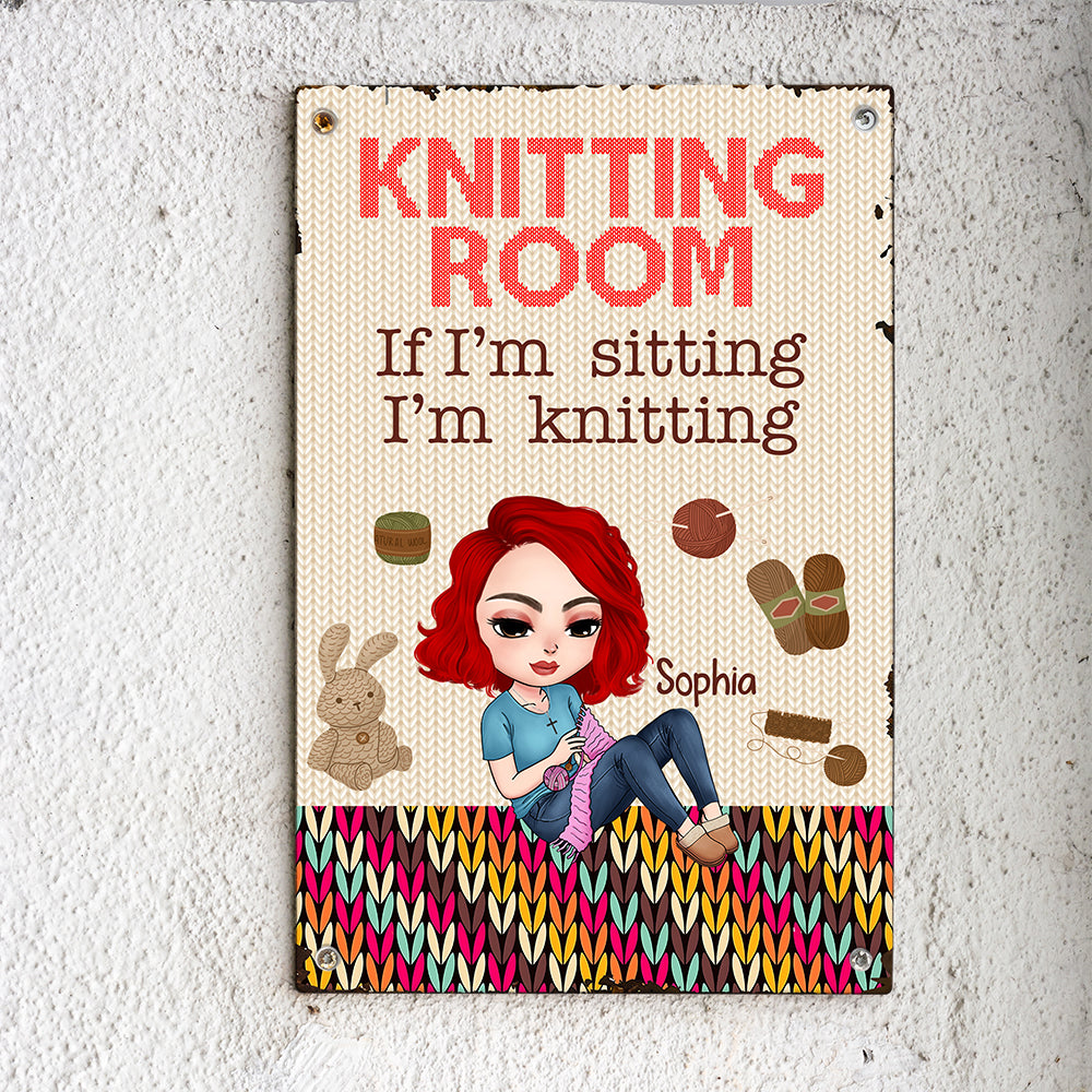 Personalized Gifts For Knitting Lovers Metal Sign Women Knitting Room 02xqdc020824hh - Metal Signs - GoDuckee