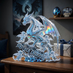 Magnificent Ice Dragon Mom Acrylic Plaque - Personalized Gifts For Mom 02QHDT200426 - Shaped Plaques - GoDuckee