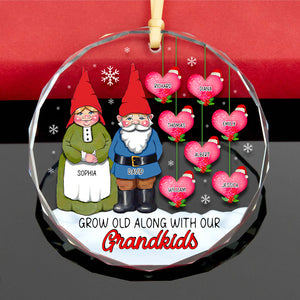 Personalized Gifts For Grandparents, Gnome Grandparents Christmas Crystal Ornament 03OHQN121024 - Ornament - GoDuckee