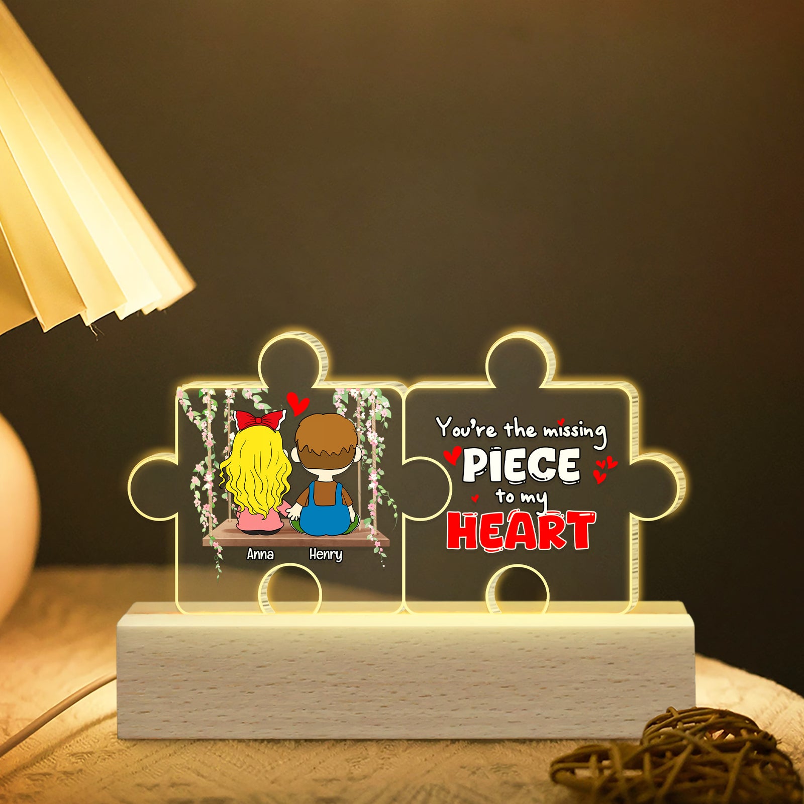 Personalized Gifts For Couple 3D LED Light You're The Missing Piece To My Heart 05KALU191224HG - Led Night Light - GoDuckee