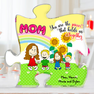 Personalized Gifts For Mom Shaped Acrylic Plaque Mom & Little Ones Holding Hand 02XQLU200125HH - Shaped Plaques - GoDuckee