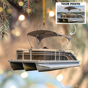 Custom Photo Gifts For Pontoon Lovers, Upload Pontoon Photo Christmas Ornament 64pgxx290824 - Ornament - GoDuckee