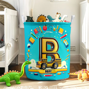 Custom Alphabet Letter Gifts For Kid Bus Lover Laundry Basket 02xqtn051224 - Laundry Basket - GoDuckee