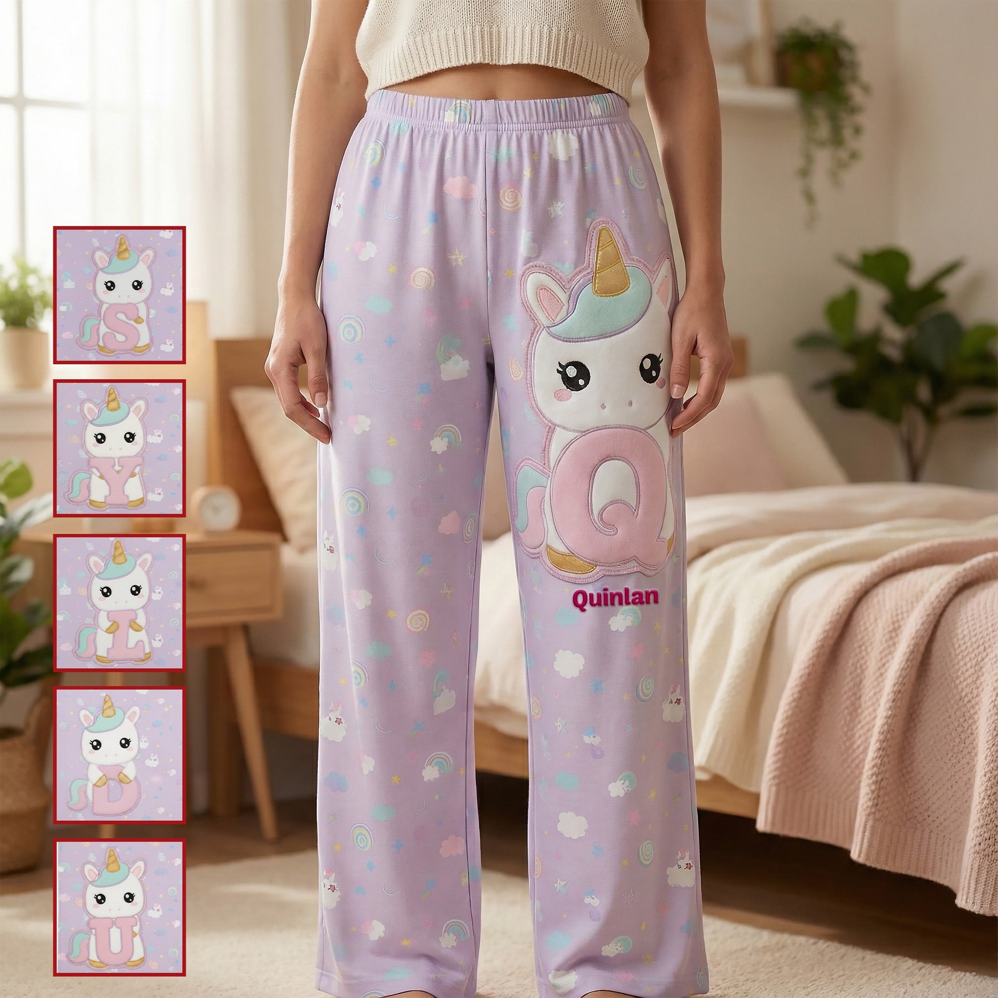 Unicorn Alphabet Pajama Pants - Personalized Gifts 05kimg051225