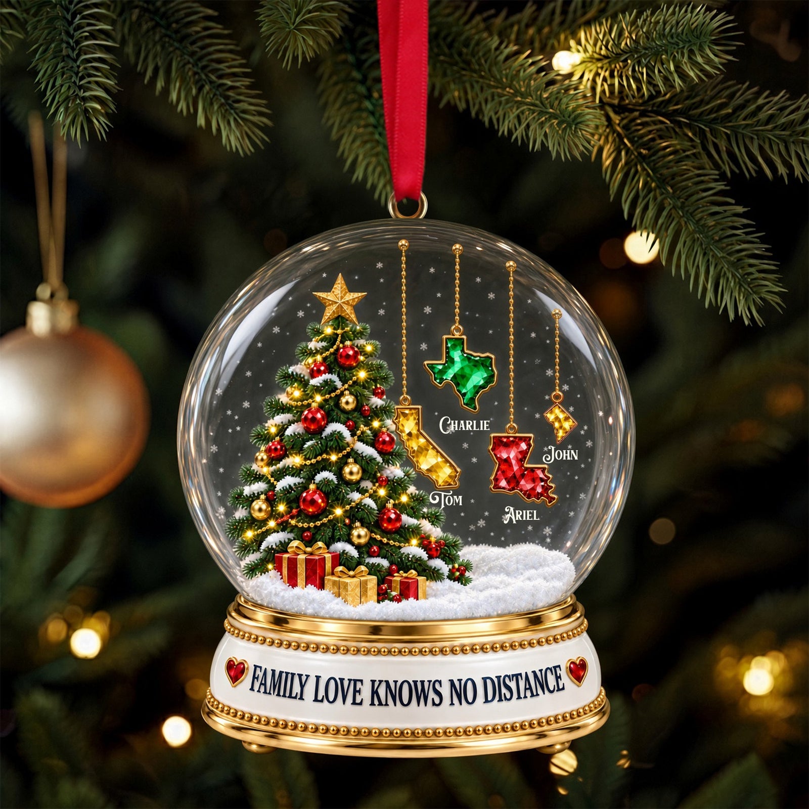 Family Love Knows No Distance Christmas Ornament - Personalized Gifts For Family 04tylu250926 - Ornament - GoDuckee