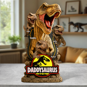 Daddysaurus Dad Acrylic Plaque Personalized Gifts For Dad 03NAPU160525 - Shaped Plaques - GoDuckee