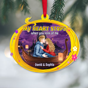 My Heart Stops When You Look At Me, Personalized 04OHTN291123PA Ornament, Gift For Couple - Ornament - GoDuckee