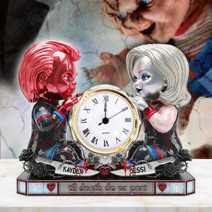 Spooky Couple Desk Clock Plaque - Personalized Gift For Couple 02OHLU040625 - Clock Plaques - GoDuckee