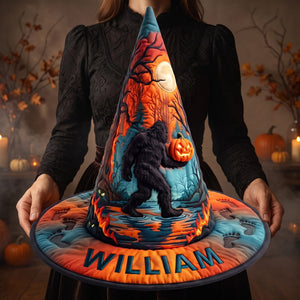 Squatching Through Halloween Quilted Witch Hat, Personalized Gifts For Bigfoot Lovers 05QHQN180826 - Quilted Witch Hat - GoDuckee
