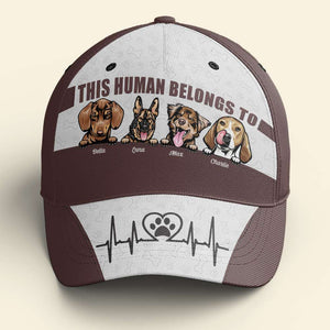 Dog This Human Belongs To Us, Personalized Classic Cap, Paw Heart Beat, Gift For Dog Lovers - Classic Cap - GoDuckee