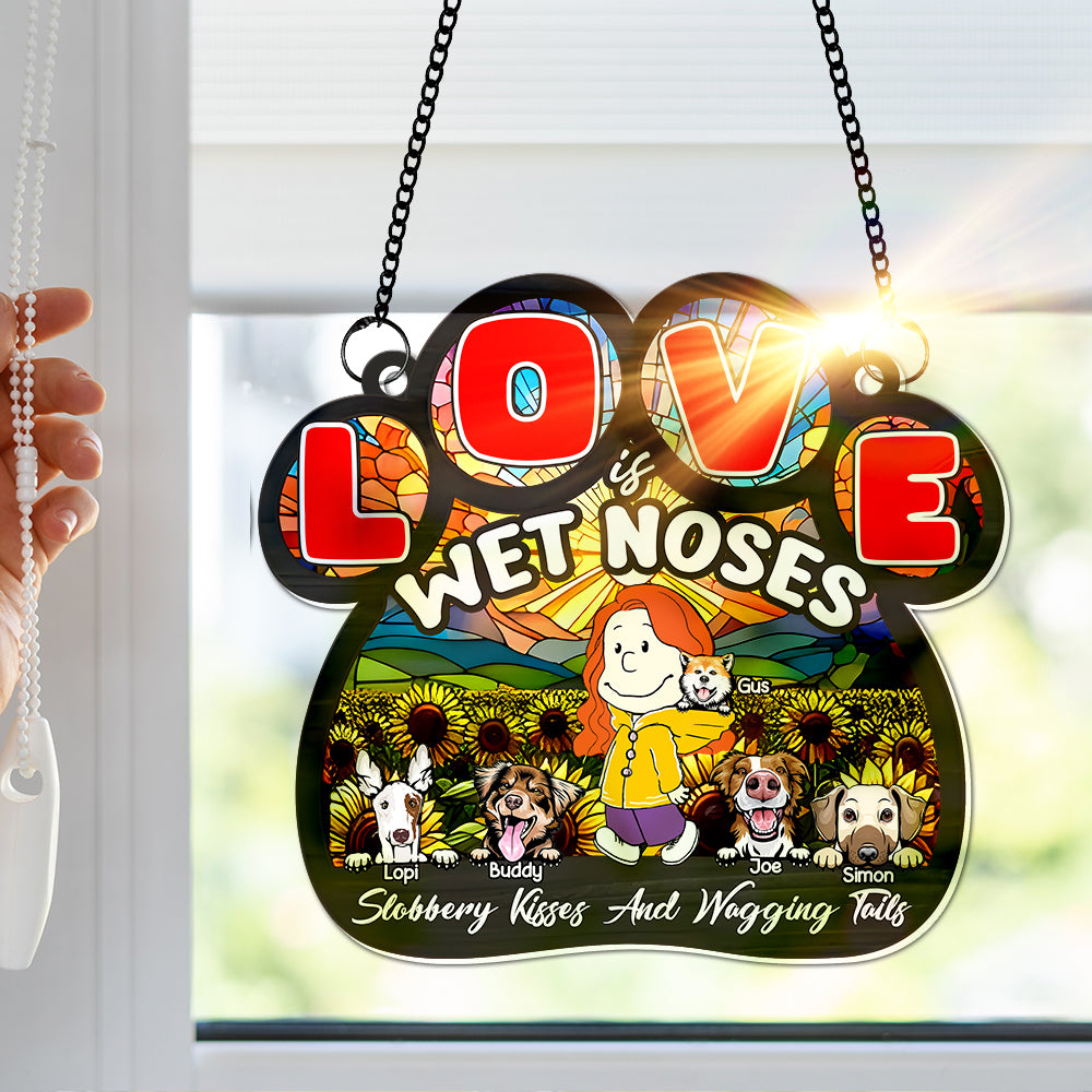 Personalized Gifts For Mom Suncatcher Mom & Furry Babies In Floral Landscape 02KALU240225HH - Ornament - GoDuckee