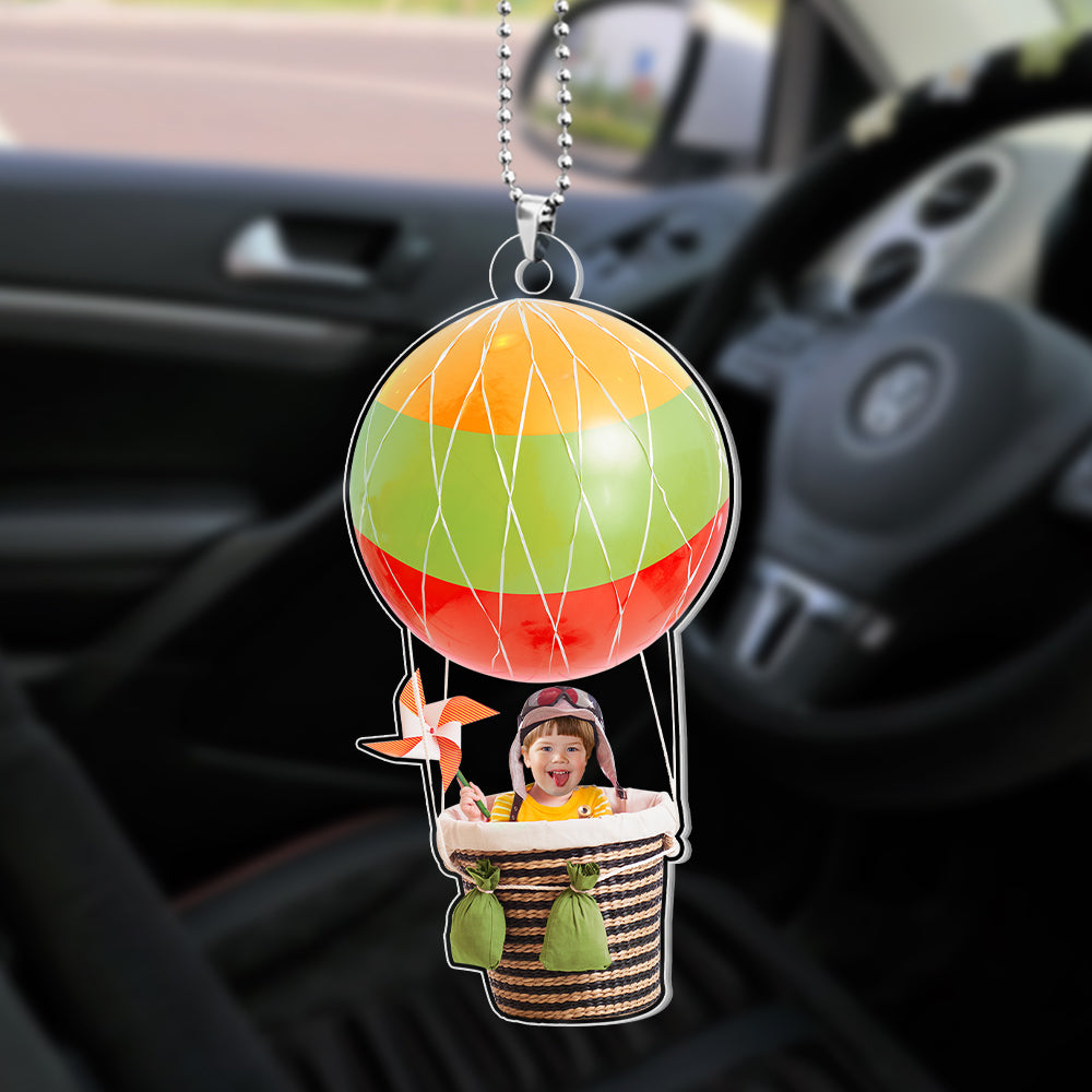 Custom Photo Gifts For Kids Car Ornament Balloon Basket Kid Face - Ornaments - GoDuckee