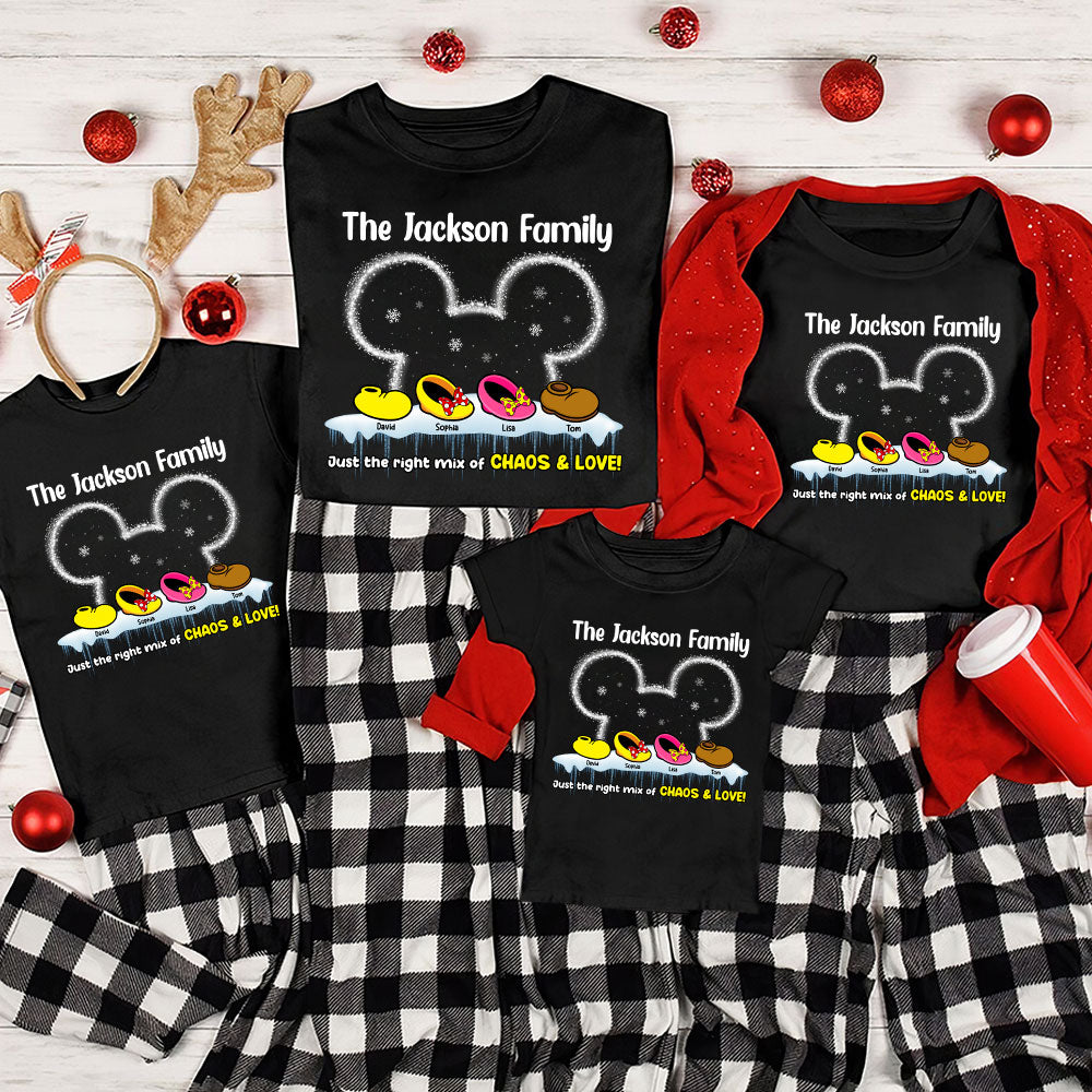 Just The Right Mix Of Chaos & Love, Gift For Family, Personalized Shirt, Cartoon Shoes Shirt, Christmas Gift 02HUTI231023 - Shirts - GoDuckee