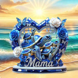 Mama Turtle Plaque - Personalized Gift For Mother 02XQQN240425 - Shaped Plaques - GoDuckee