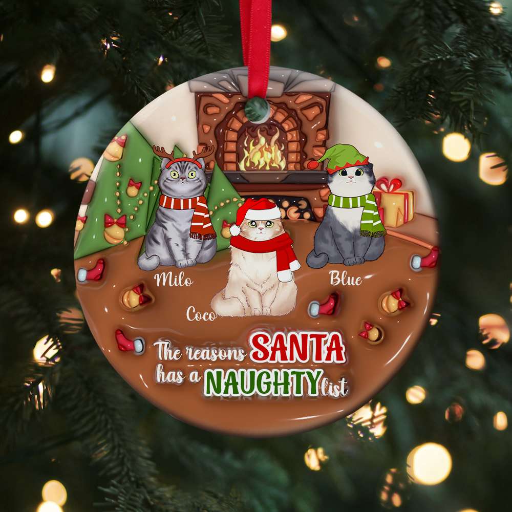 Personalized Christmas Gifts For Cat Lover 3D Inflated Ceramic Ornament 04KAMH170824 - Ornament - GoDuckee