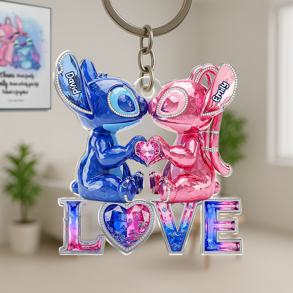 Kissing Aliens Couple Acrylic Keychain - Personalized Gifts For Couple 03OHPU020625 - Keychains - GoDuckee