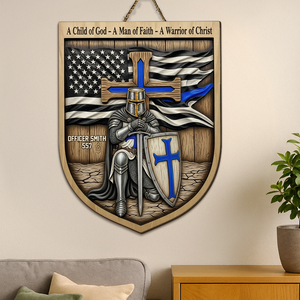 Knight Templar Kneeling Under God Wood Sign, Personalized Gifts For Police 02qhpu120625 - Wood Sign - GoDuckee