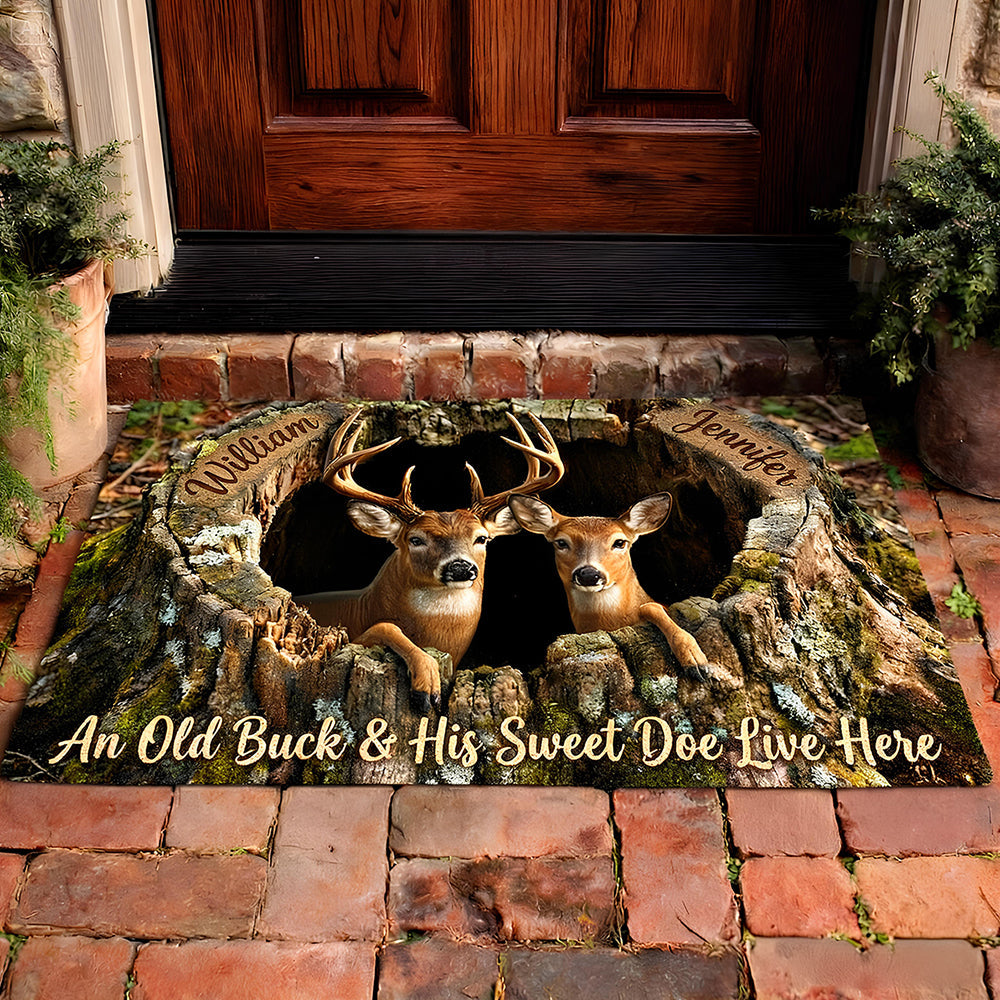 Deer Couple Doormat Personalized Gifts For Couple 06TGDT260126 - Doormat - GoDuckee