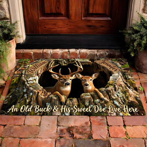Deer Couple Doormat Personalized Gifts For Couple 06TGDT260126 - Doormat - GoDuckee