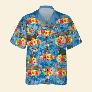 Farmer Personalized Hawaiian Shirt With Funny Donkey Pattern, Funny Farmer Gift - Hawaiian Shirts - GoDuckee