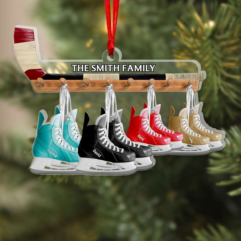Ice Hockey Skates Family Personalized Ornament, Family Ornament, Family Christmas Decor - Ornament - GoDuckee