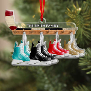 Ice Hockey Skates Family Personalized Ornament, Family Ornament, Family Christmas Decor - Ornament - GoDuckee