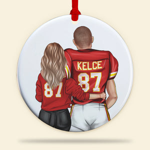 American Football Couple 04acqn301023 Ceramic Circle Ornament - Ornament - GoDuckee