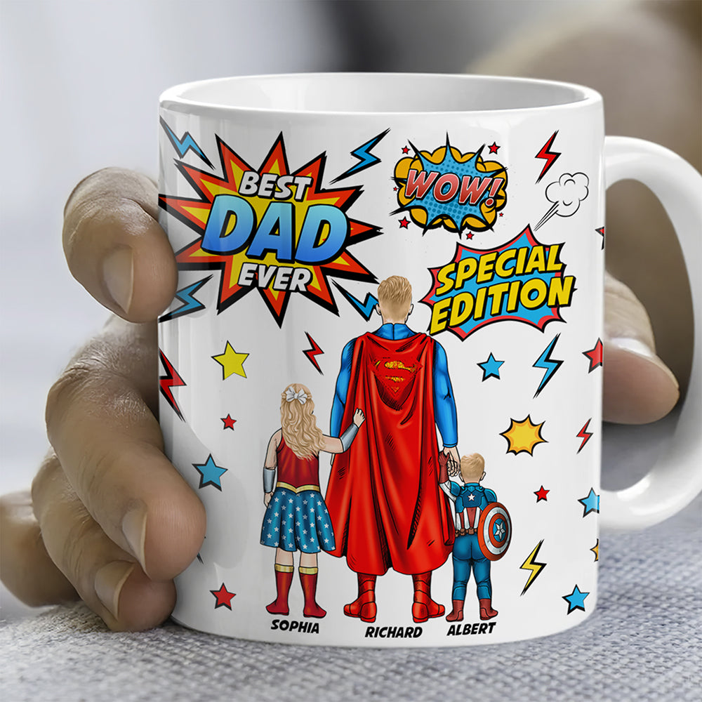Personalized Gifts For Dad Coffee Mug Father's Day Super Dad And Kids 052ACQN200325PA - Coffee Mug - GoDuckee