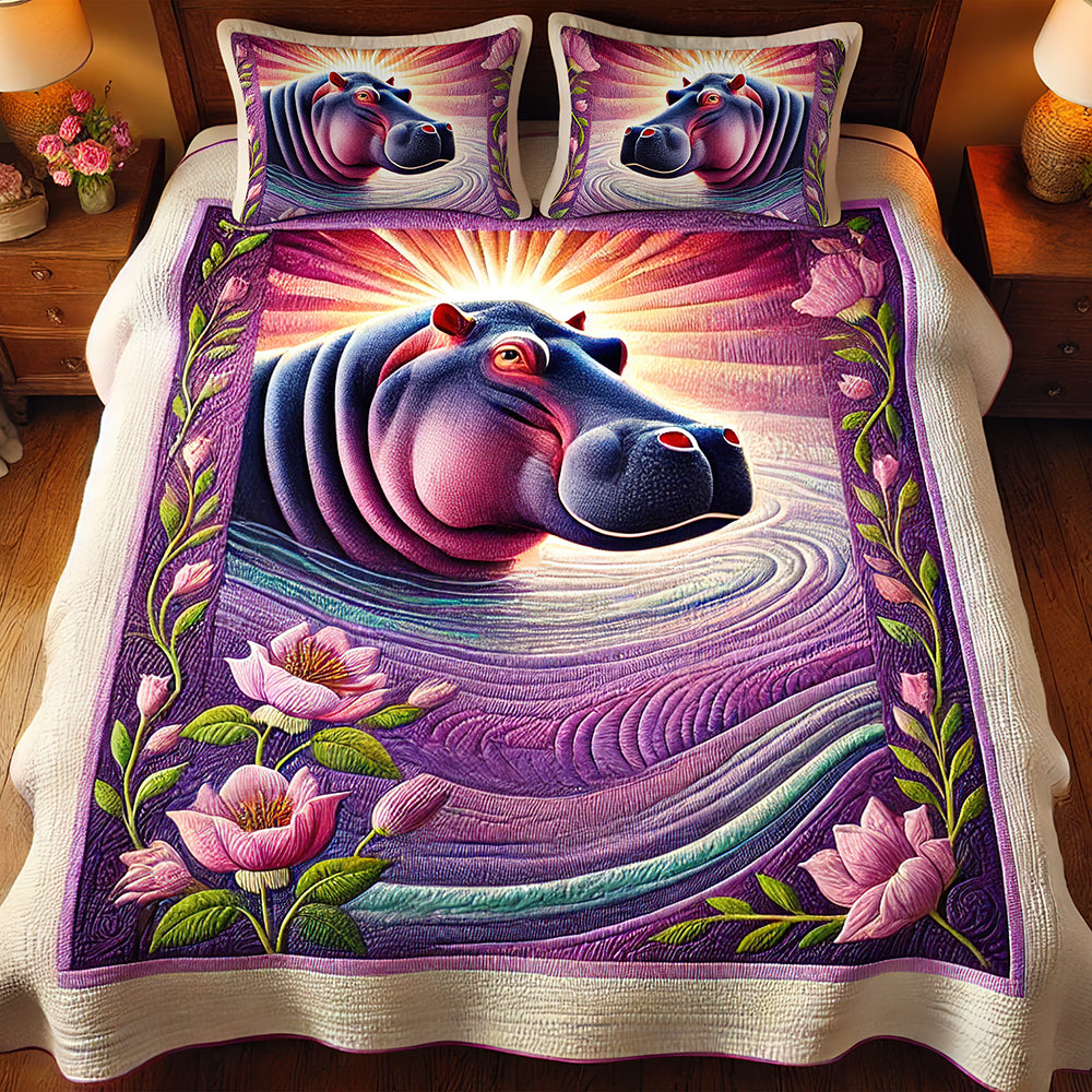 Gifts For Highland Hippo Lovers Quilt Bedding Set Special Line 04xqqn140125 - Blanket - GoDuckee