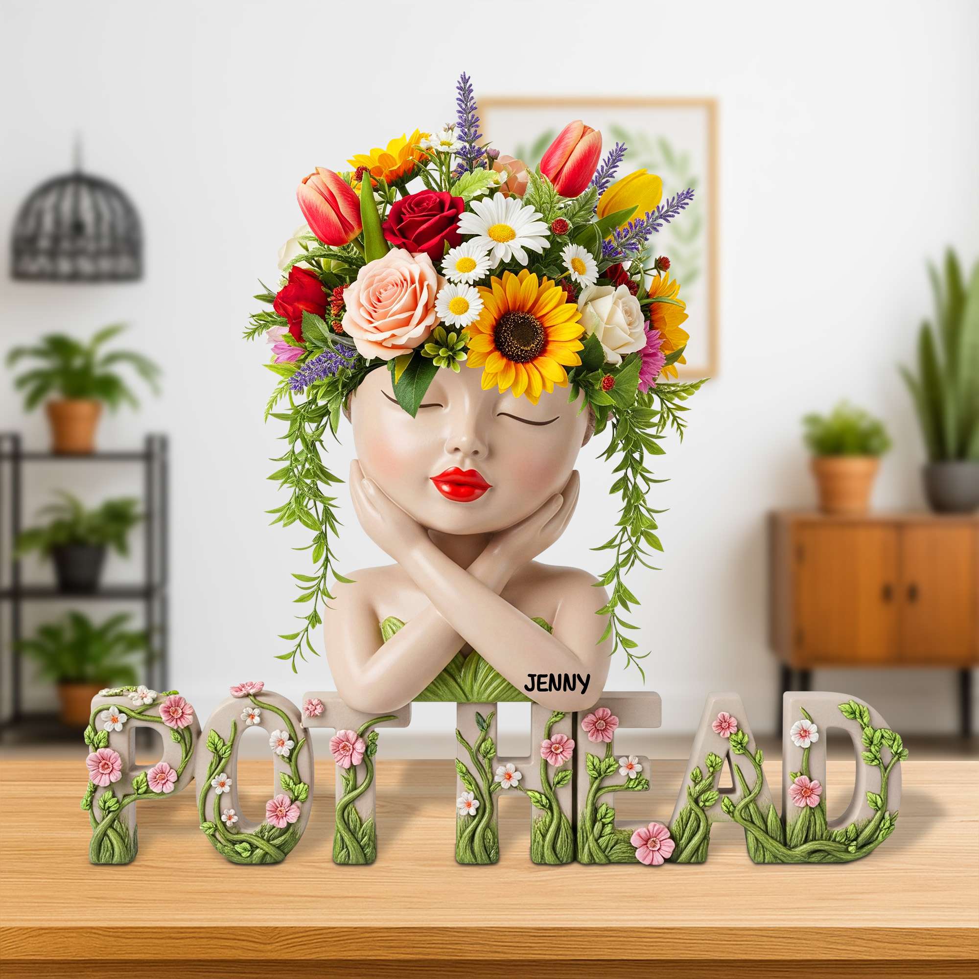 Pot Head Girl Acrylic Plaque - Personalized Gifts For Gardening Girl 03natn030625 - Shaped Plaques - GoDuckee