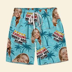 Couple Excellent Would Ride Again Personalized Couple Beach Shorts - Beach Shorts - GoDuckee