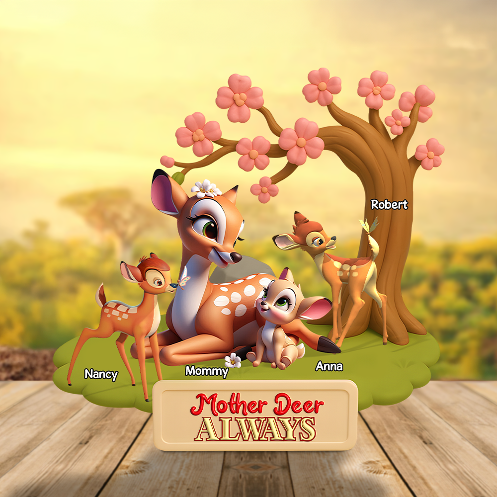 Mother Deer Plaque - Personalized Gifts For Mom 02ohpu040425 - Shaped Plaques - GoDuckee