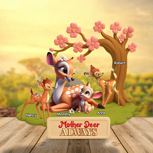 Mother Deer Plaque - Personalized Gifts For Mom 02ohpu040425 - Shaped Plaques - GoDuckee