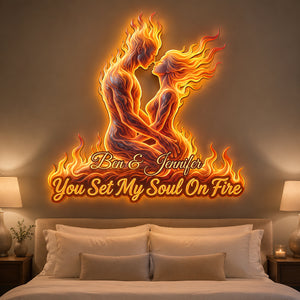 Eternal Flame Couple LED Wall Sign - Personalized Gifts For Couples 07HUDT250726 - Led Wall Sign - GoDuckee