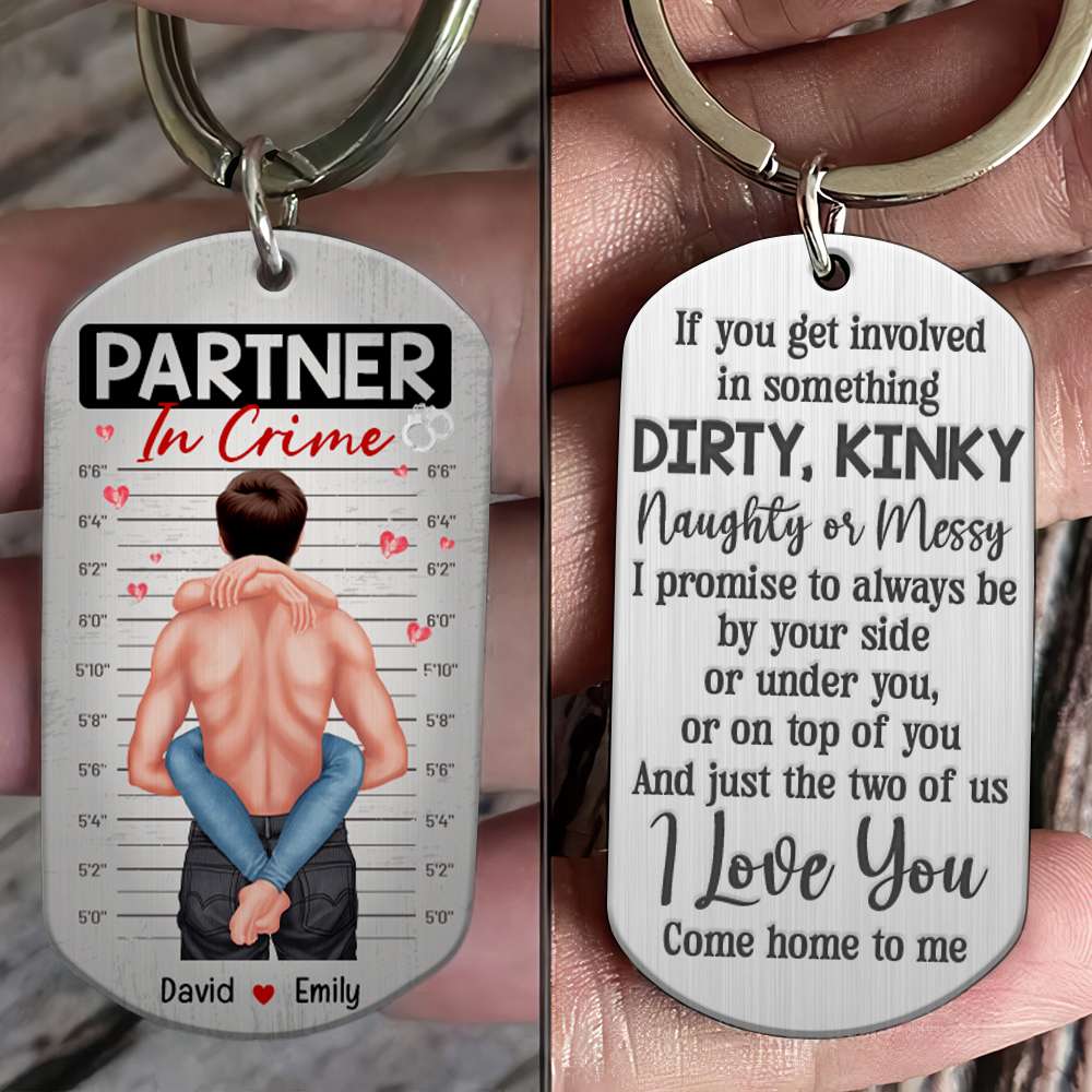 Personalized Gifts For Couple Stainless Steel Engraved Keychain Partner In Crime - Keychains - GoDuckee