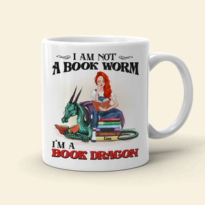 I Am Not A Book Worm, Gift For Book Lover, Personalized Mug, Book Dragon Coffee Mug - Coffee Mug - GoDuckee