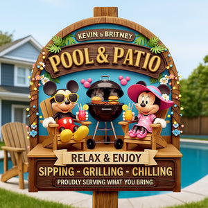 Relaxing Couple By The Patio Pool Wood Sign - Personalized Gifts For Couples 01NADT060625 - Wood Sign - GoDuckee