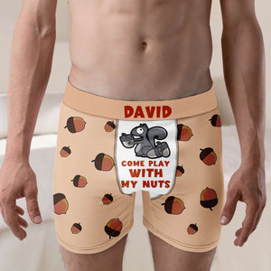 Personalized Gift For Couple Men's Boxer Come Play With My Nuts - Boxers & Briefs - GoDuckee