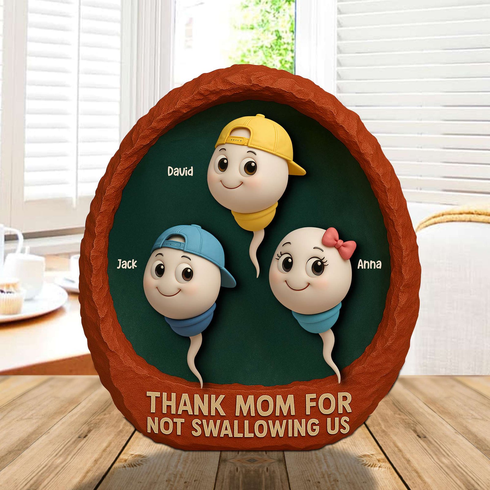 Personalized Gifts For Mom Plaque Thank You For Not Swallowing Us Funny Kids 01OHTN140425 - Shaped Plaques - GoDuckee