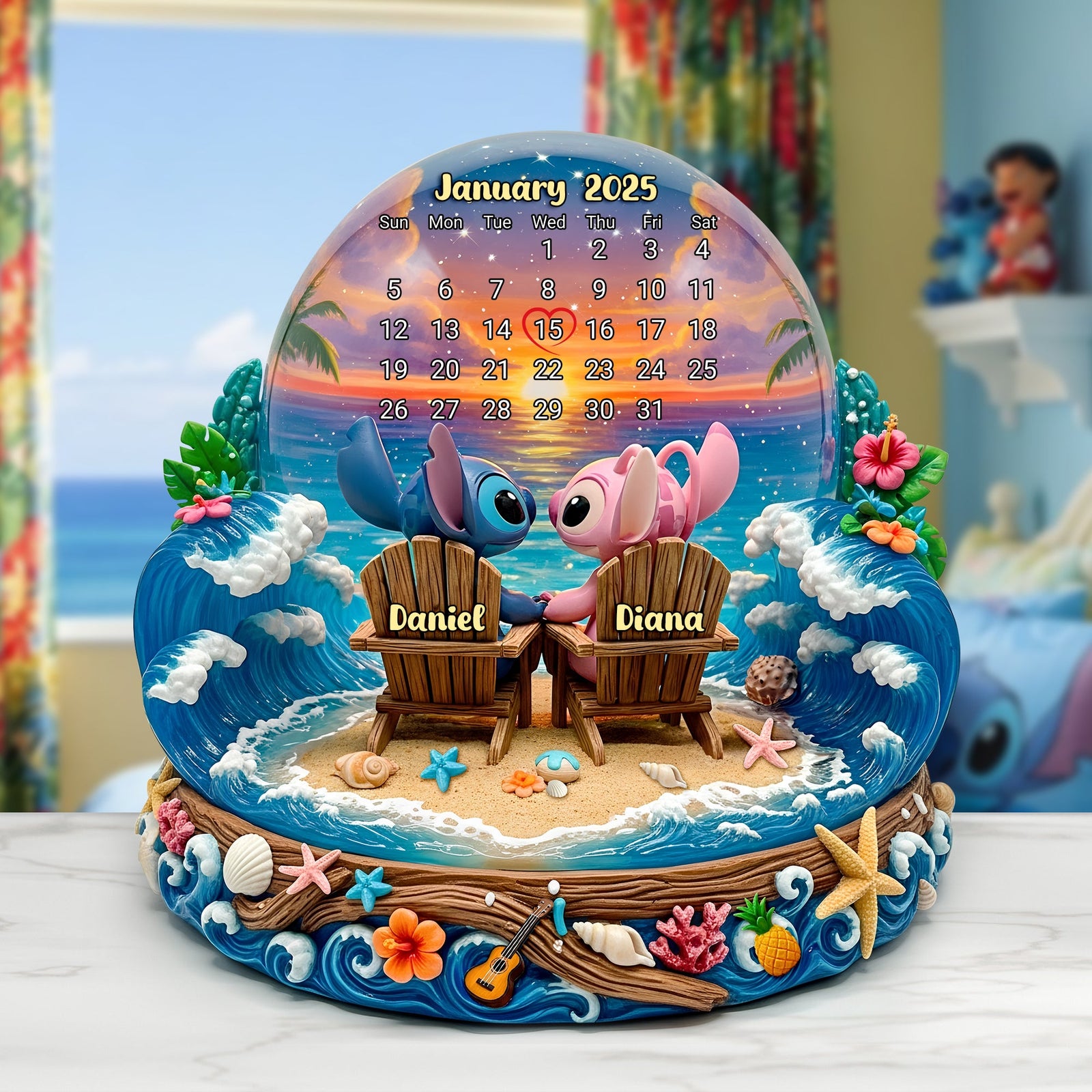 Cartoon Beach Couple Acrylic Plaque Personalized Gifts 02tolu260625 - Shaped Plaques - GoDuckee