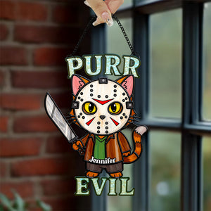 Creepy Cute Cat Suncatcher Ornament, Personalized Gifts For Cat Lovers & Horror Fans 01PADT070825 - Ornament - GoDuckee